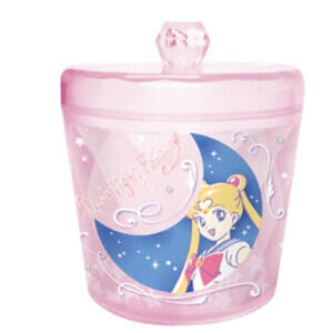 Sailor Moon Kira Kira Canister Acrylic Container W/ Lid Trinket Box Pink Glitter